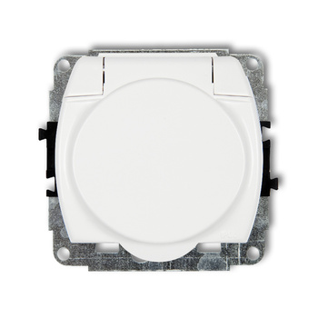 KARLIK TREND GPB-1s Mechanizm gniazda bryzgoszczelnego z uziemieniem SCHUKO 2P+Z (klapka biała, bez przesłon torów prądowych)