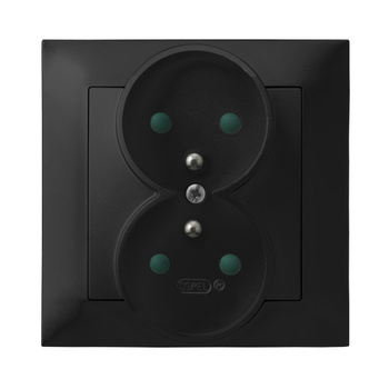 OSPEL IMPRESJA GP-2YZP/33 Gniazdo podwójne z/u z przesłonami, kompletne