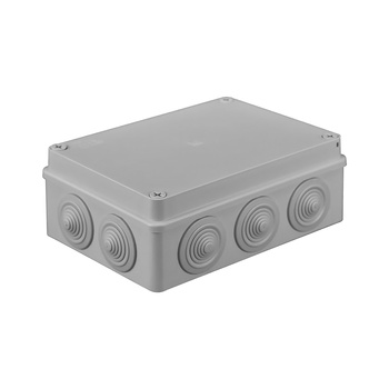 Puszka hermetyczna 190x140x70, 10 dławików, szara, IP65