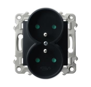 OSPEL SZAFIR GP-2ZRZP/m/33 Gniazdo podwójne z/u z przesłonami moduł