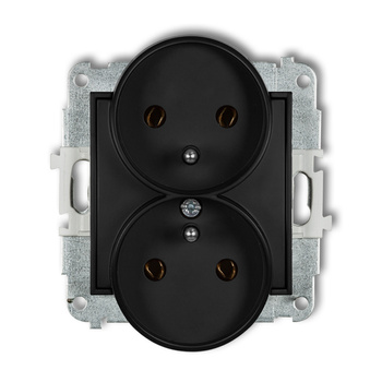 KARLIK ICON 12IGPR-2z  Gniazdo podwójne do ramki z uziemieniem 2x(2P+Z) (bez przesłon torów prądowych)