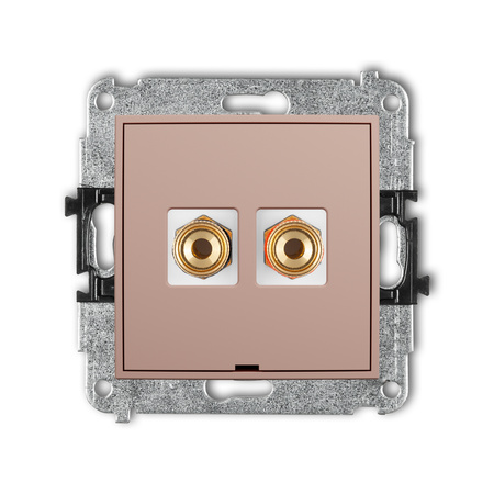KARLIK MINI 62MGGBO-4 Mechanizm gniazda głośnikowego pojedynczego, bez pola opisowego (typu banan - czerwony i czarny, pozłacany, 4 mm2, skręcany)