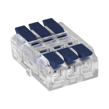 Złączka instalacyjna zaciskowa 3-przewodowa, dwustronna; na dowolny przewód 0,75-4mm²; IEC 250V/32A; blister 4 szt.