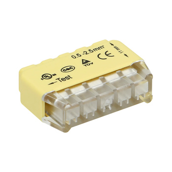 Złączka instalacyjna wciskana 5-przewodowa; na drut 0,75-2,5mm²; IEC 300V/24A; Blister 10 szt.