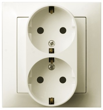 OSPEL IMPRESJA GP-2YS/27 Gniazdo podwójne z/u schuko kompletne z ramką
