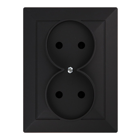 Gniazdo podwójne p/t 2x2P Pearl, 16A, 250V, PT-5 P, czarny