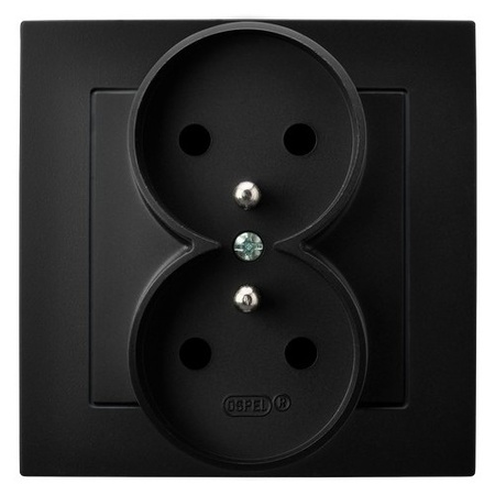 OSPEL AS GP-2GZ/33 Gniazdo podwójne z uziemieniem czarny metalik
