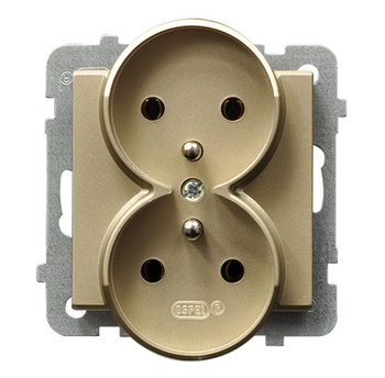 OSPEL SONATA GP-2RRAZ/m/39 Gniazdo podwójne z/u moduł (do ramek 4mm)