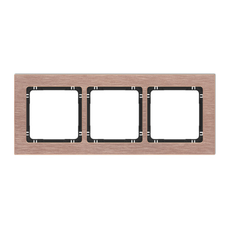 KARLIK DECO 9-12-DRA-3 Ramka uniwersalna potrójna - aluminium szczotkowane (ramka: kolor miedziany; spód: czarny)
