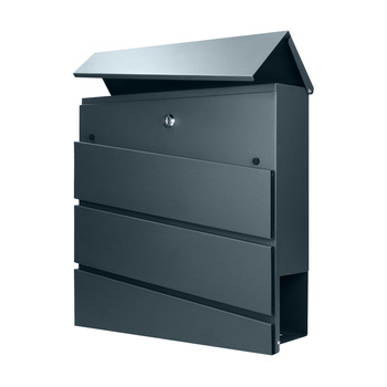 Skrzynka na listy BORNEO z galwanizowanej stali z  gazetnikiem, antracyt