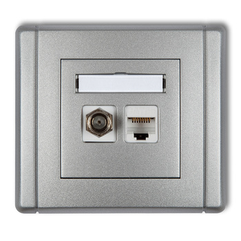 KARLIK FLEXI 7FGFK-3  Gniazdo antenowe poj. typu F (SAT) +  Gniazdo komp. poj. 1xRJ45