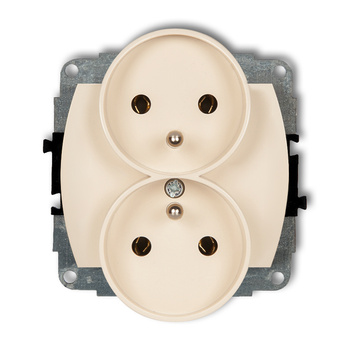 KARLIK TREND 1GPR-2z Mechanizm gniazda podwójnego do ramki poziomej z uziemieniem 2x(2P+Z) (bez przesłon torów prądowych)