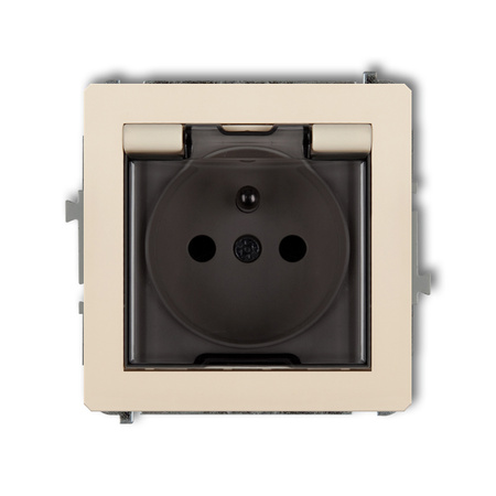 KARLIK DECO 1DGPB-1zdp Gniazdo bryzgoszczelne z uziemieniem 2P+Z (klapka dymna