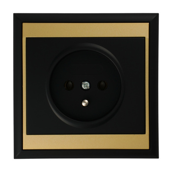 Gniazdo pojedyncze p/t 2P+Z Luna, 16A, 250V, PT-16L, czarny/złoty