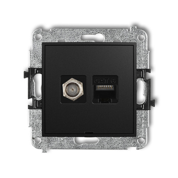 KARLIK ICON 12IGFKBO-3  Gniazdo antenowe pojedyńcze typu F (SAT) + gniazda komp. poj. 1xRJ45