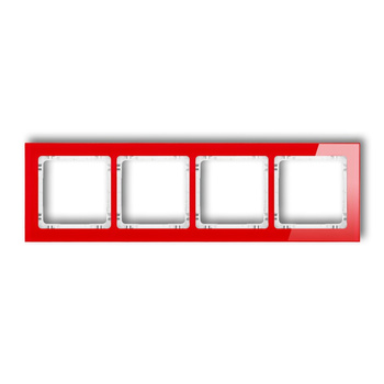 KARLIK DECO 17-0-DRS-4 Ramka uniwersalna poczwórna - efekt szkła (ramka: czerwona; spód: biały)