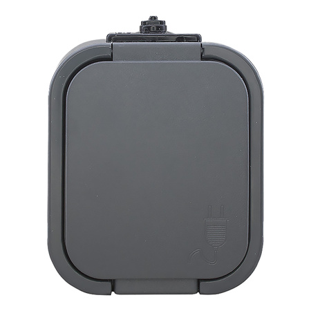 Gniazdo pojedyncze n/t 2P+Z, Schuko, bryzgoszczelne z klapką B2, IP54, NT-17B2, szary