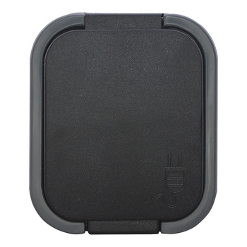 Gniazdo pojedyncze n/t 2P+Z, Schuko, bryzgoszczelne z klapką B2, IP54, NT-17B2, szary/czarny