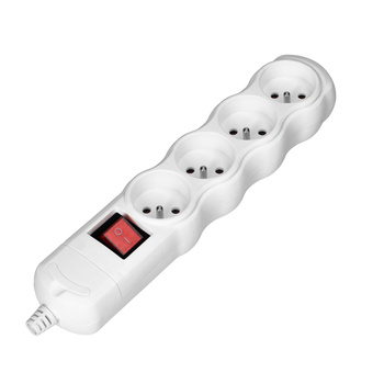 Rozgałęźnik wielogniazdowy 4x2P+Z z wyłącznikiem, biały