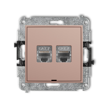 KARLIK MINI 62MGKBO-10 Mechanizm gniazda komputerowego podwójnego 2xRJ45, kat. 7, ekranowany, 8-stykowy, bez pola opisowego