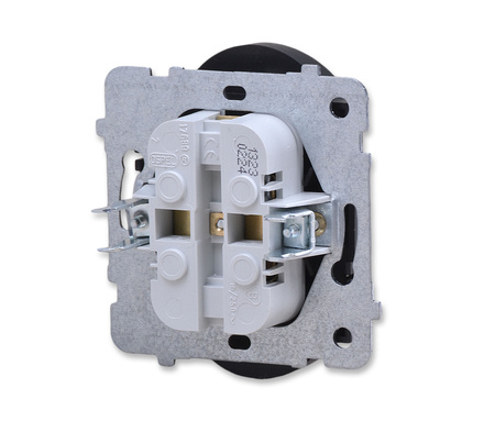 OSPEL AS GP-2GRZ/M/33 Gniazdo podwójne z uziemieniem czarny metalik