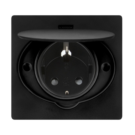 Hermetyczne gniazdo elektryczne, IP44, 1x2P+Z(Schuko), czarne