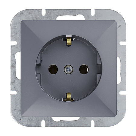 Gniazdo pojedyncze p/t 2P+Z Schuko Pearl, 16A, 250V, PT-17P, antracyt