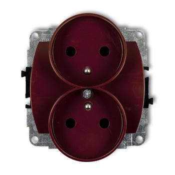 KARLIK TREND 4GPR-2zp  Gniazdo podwójne do ramki poziomej z uziemieniem 2x(2P+Z) (przesłony torów prądowych)