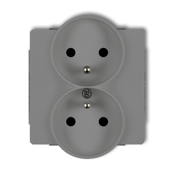 KARLIK DECO 27DGPRSO-2zp Gniazdo podwójne do ramki DECO Soft z uziemieniem 2x(2P+Z) (przesłony torów prądowych)