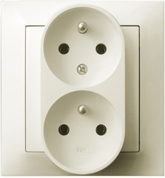 Ospel impresja GP-2YC/27 Gniazdo podwójne z/u niezamienność faz ecru
