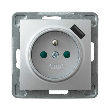OSPEL IMPRESJA GP-1YZPUSB/m/18 Gniazdo z/u z przesłonami, ładowarka USB