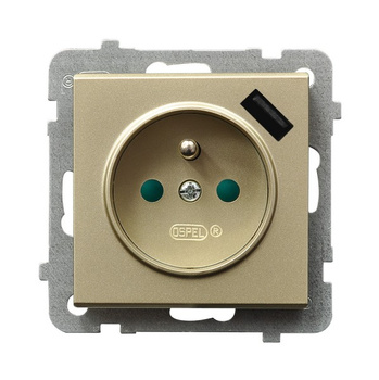 OSPEL SONATA GP-1RZPUSB/m/39 Gniazdo z/u, przesłony, ładowarka USB