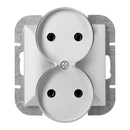 Gniazdo podwójne p/t 2x2P Pearl, 16A, 250V, PT-5PR, srebrny