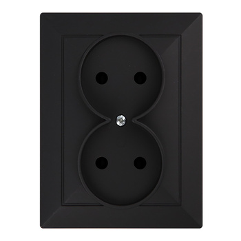 Gniazdo podwójne p/t 2x2P Pearl, 16A, 250V, PT-5 P, czarny