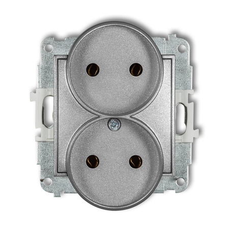 KARLIK ICON 7IGPR-2  Gniazdo podwójne do ramki bez uziemienia 2x2P (bez przesłon torów prądowych)