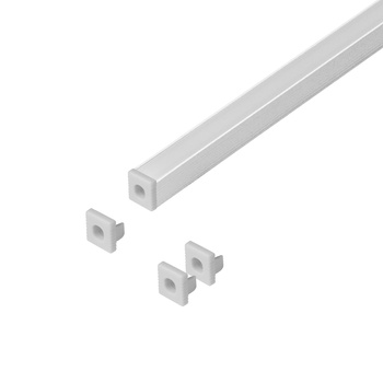 Zestaw: profil aluminiowy do taśm LED, 2000 x 7,8 x 9 mm, natynkowy, biały, klosz mleczny, 4 zaślepki