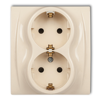 KARLIK LOGO 1LGP-2sp  Gniazdo podwójne z uziemieniem 2x(2P+Z) SCHUKO (przesłony torów prądowych)