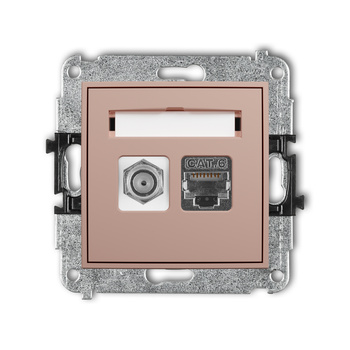 KARLIK ICON 62IGFK-5 Mechanizm gniazda antenowego poj. typu F (SAT) + gniazda komp. poj. 1xRJ45, kat. 6 ekranowany, 8-stykowy