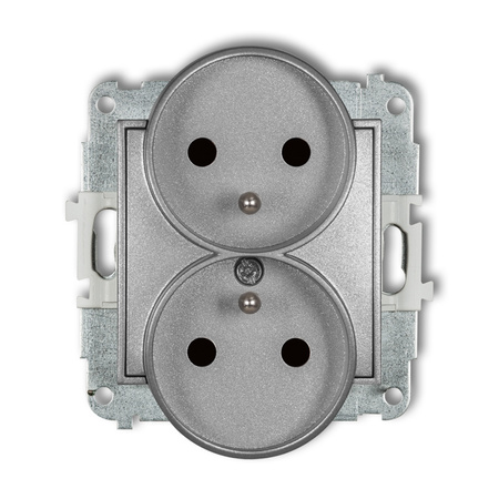 KARLIK MINI 7MGPR-2zp  Gniazdo podwójne do ramki z uziemieniem 2x(2P+Z) (przesłony torów prądowych)