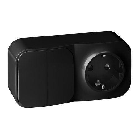 Łącznik n/t świecznikowy + Gniazdo pojedyncze ToDo, IP20,  2P+Z, Schuko, czarny