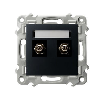 OSPEL SZAFIR GPE-2Z/m/33 Gniazdo ekwipotencjalne podwójne czarny metalik