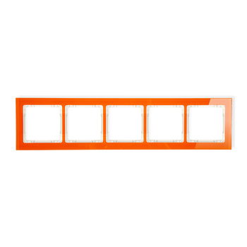 KARLIK DECO 13-1-DRS-5 Ramka uniwersalna pięciokrotna - efekt szkła (ramka: pomarańczowa; spód: beżowy)