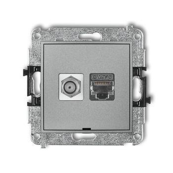 KARLIK ICON 7IGFKBO-5  Gniazdo antenowe pojedyńcze typu F (SAT) + gniazda komp. poj. 1xRJ45