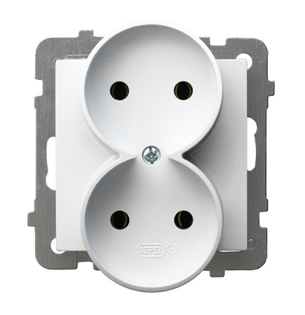 OSPEL AS ANTYBAKTERYJNY GP-2GAR/m/00 Gniazdo podwójne moduł bez ramki, produkt zawiera nanocząsteczki srebra