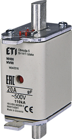 ETI Wkładka topikowa NH00/WT-00 gF 20A/500V 004114341