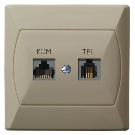 OSPEL AKCENT GPKT-A/F/01 Gniazdo komputerowo-telefoniczne RJ 45 kat. 5e, (8-stykowe) + RJ 11 (4-stykowe)