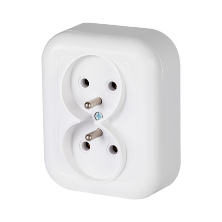 Gniazdo  podwójne n/t 2x2p+Z 16A, 250V, FAN, biały