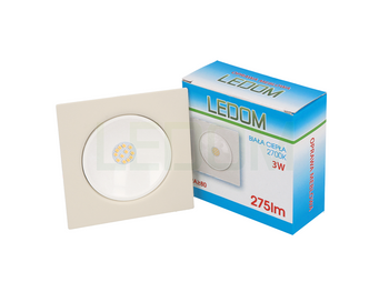 LEDOM Oprawa alu. kwadrat biała 3W 275lm 12V 80°