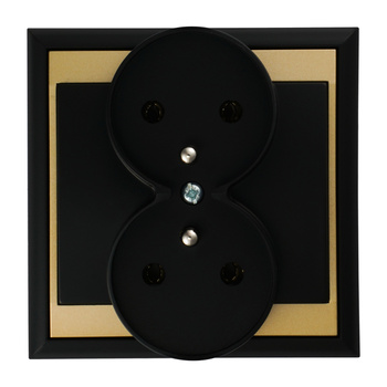 Gniazdo podwójne p/t 2x2P+Z Luna, 16A, 250V, PT-6LR, czarny/złoty
