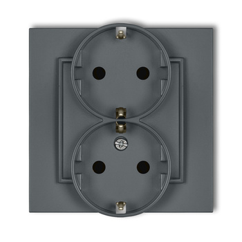 KARLIK MINI 28MGP-2sp Gniazdo podwójne z uziemieniem SCHUKO 2x(2P+Z) (przesłony torów prądowych)